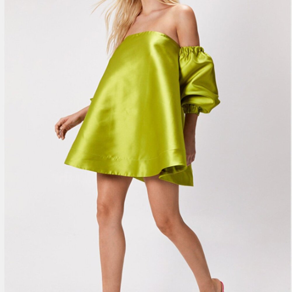 Nasty Gal structured Bardot puff sleeve mini dress